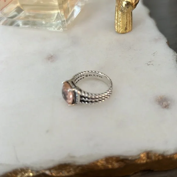 David Yurman Petite Wheaton Ring with Morganite and Pave Diamonds - Picture 5 of 9